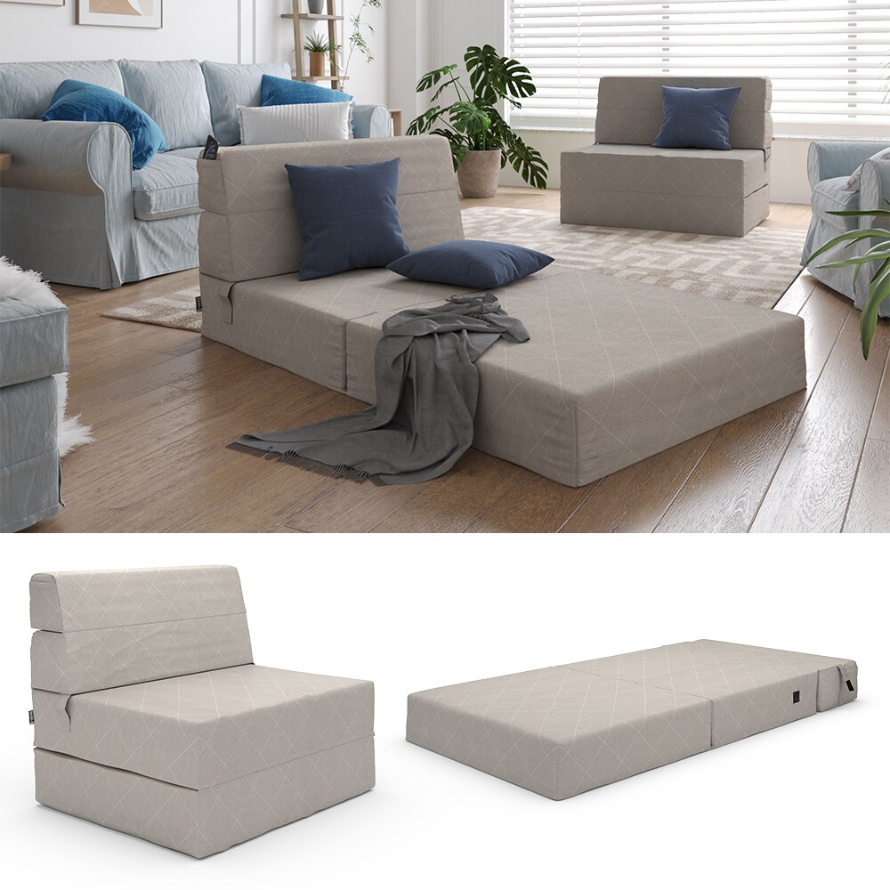 Vicco Sofa Lima Beige 100 cm mit Schlaffunktion - Bild 1