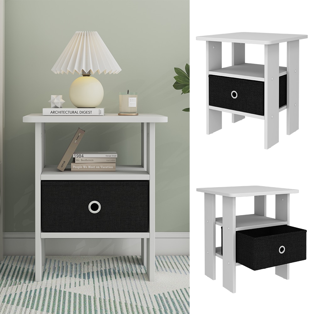 Vicco Nachttisch Birma Wei&szlig; 40 x 46 cm mit Schublade - Bild 1