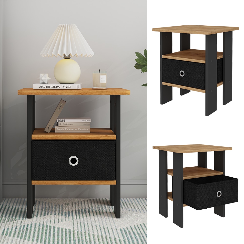 Vicco Nachttisch Birma Schwarz Eiche 40 x 46 cm mit Schublade - Bild 1
