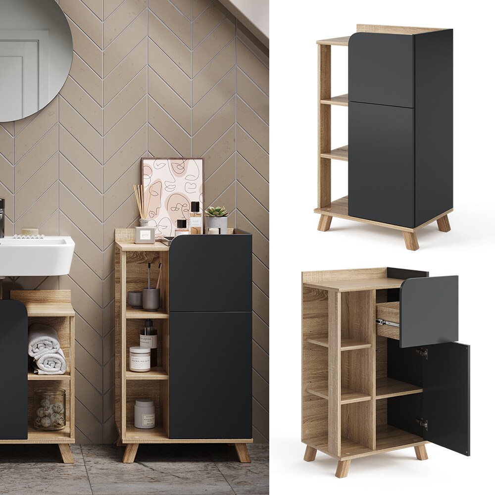 Vicco Unterschrank Karen Sonoma Anthrazit 50 x 90 cm T&uuml;r Schublade - Bild 1