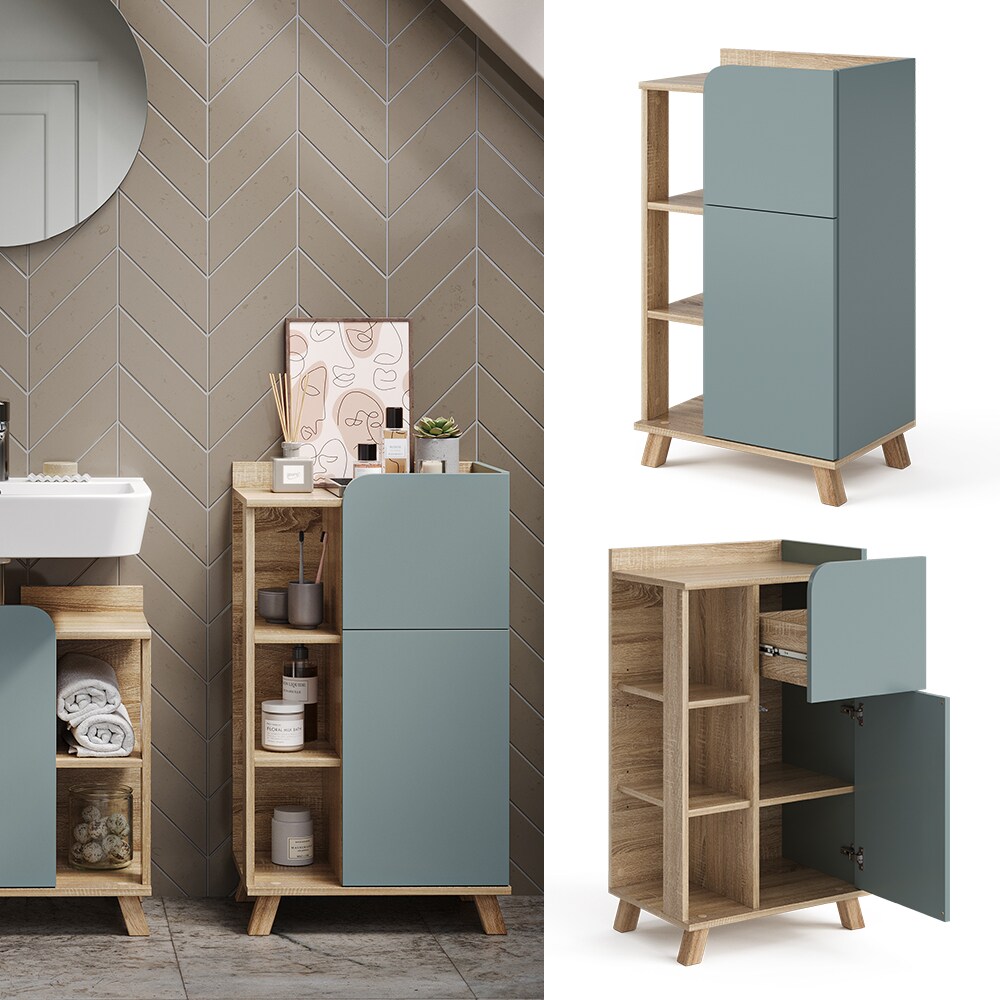 Vicco Unterschrank Karen Sonoma Mintgr&uuml;n 50 x 90 cm T&uuml;r Schublade - Bild 1