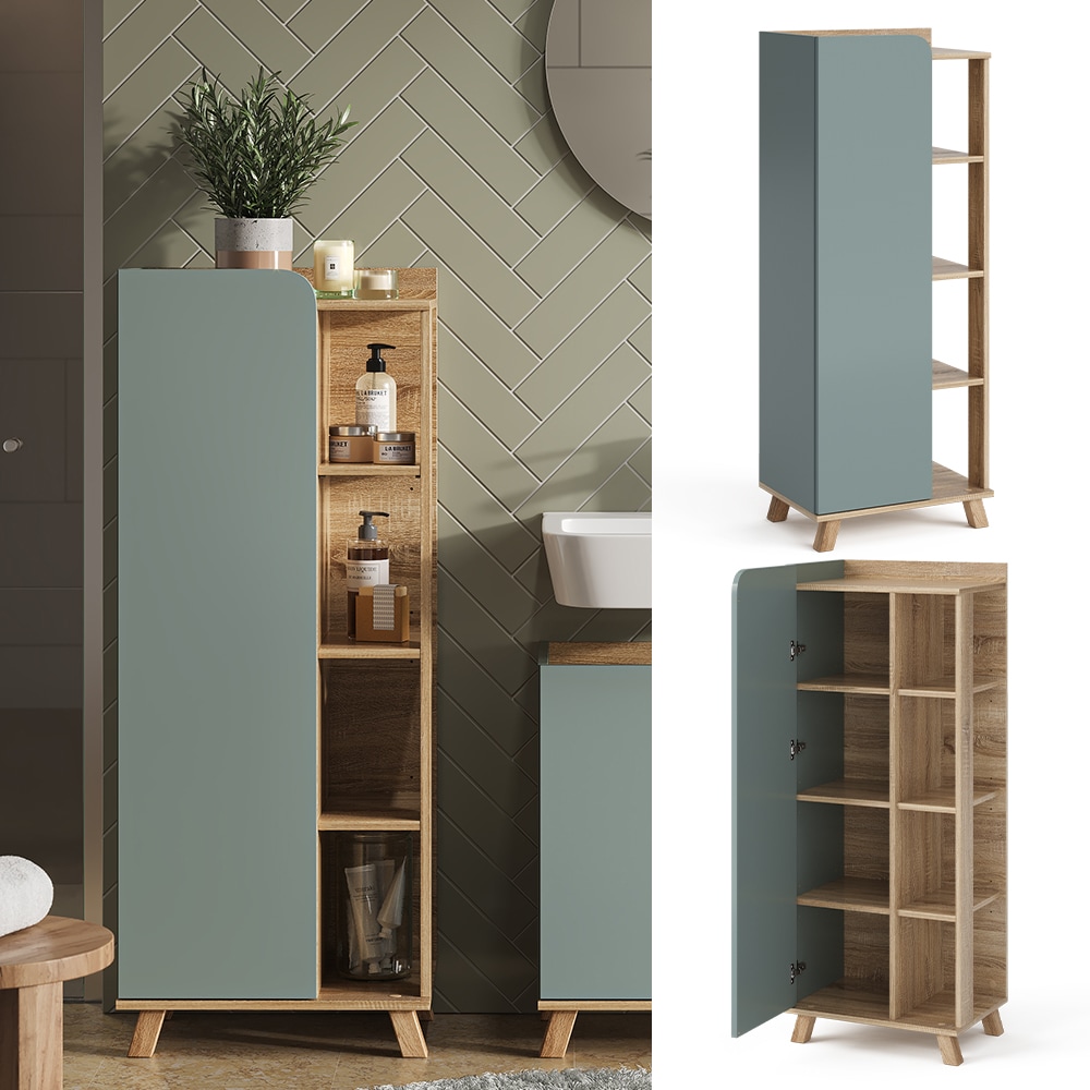 Vicco Midischrank Karen Sonoma Mintgr&uuml;n 50 x 128 cm T&uuml;r offene F&auml;cher - Bild 1