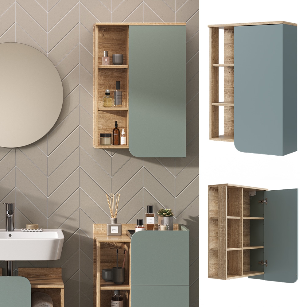 Vicco H&auml;ngeschrank Karen Sonoma Mintgr&uuml;n 50 x 75 cm T&uuml;r offene F&auml;cher - Bild 1