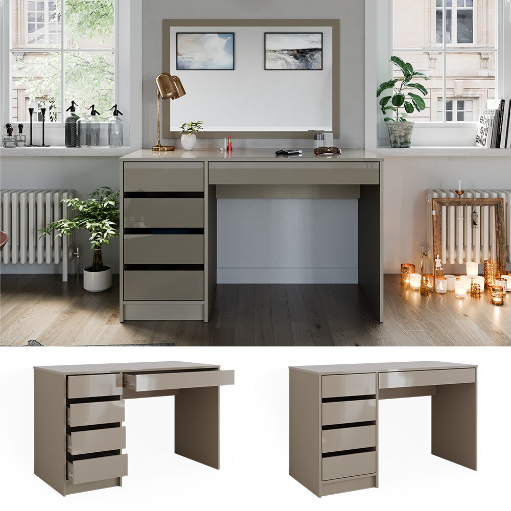 Vicco Schminktisch Sherry Greige Hochglanz 120 x 75 cm 5 Schubladen - Bild 1