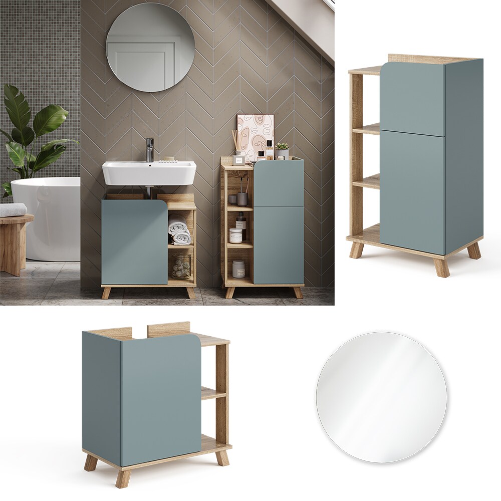 Vicco Badmöbel-Set Karen Sonoma Mintgrün 3 Teile