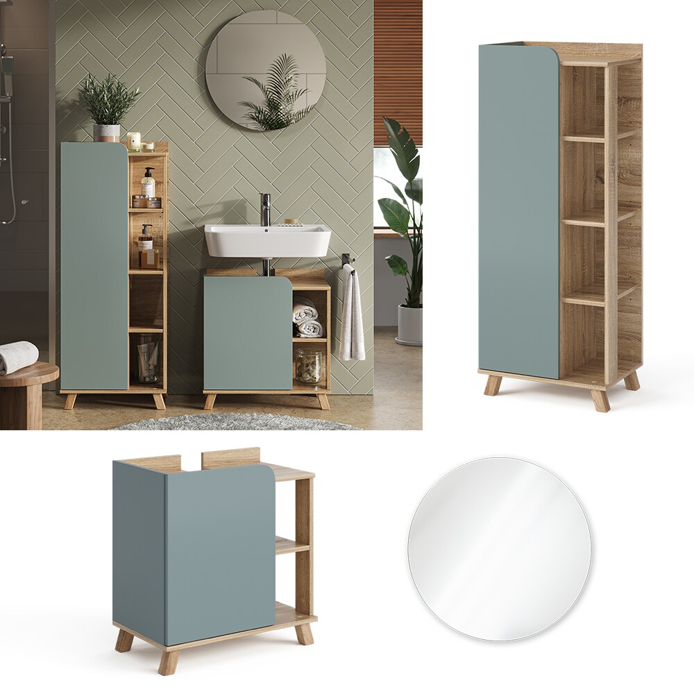 Vicco Badmöbel-Set Karen Sonoma Mintgrün 3 Teile