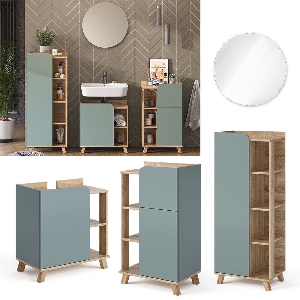 Vicco Badmöbel-Set Karen Sonoma Mintgrün 4 Teile