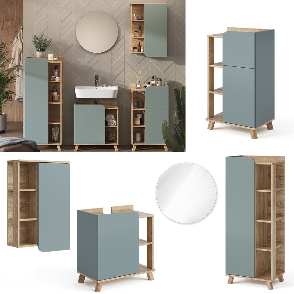 Vicco Badmöbel-Set Karen Sonoma Mintgrün 5 Teile | 04066731401864