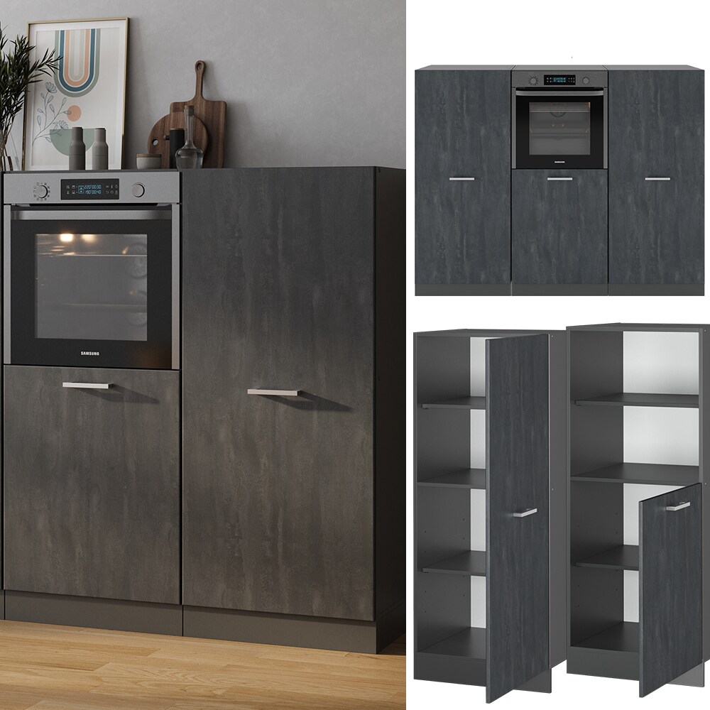 Vicco Küchenblock R-Line 180 cm Schwarz Beton Anthrazit ohne Arbeitsplatte