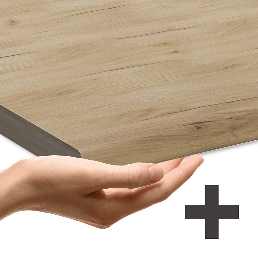 Vicco Unterschrank R-Line Schwarz Beton Anthrazit 60 cm mit Arbeitsplatte Eiche - Bild 1