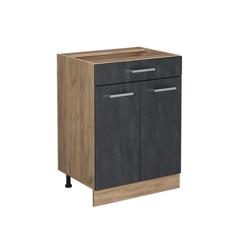 Vicco Schubunterschrank R-Line Schwarz Beton Eiche 60 cm ohne Arbeitsplatte