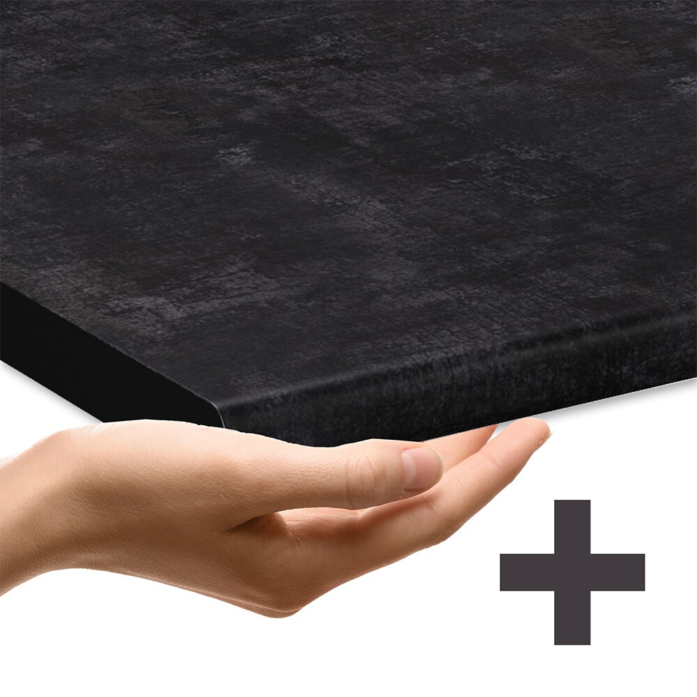 Vicco Schubunterschrank R-Line Schwarz Beton Eiche 80 cm mit Arbeitsplatte Anthrazit
