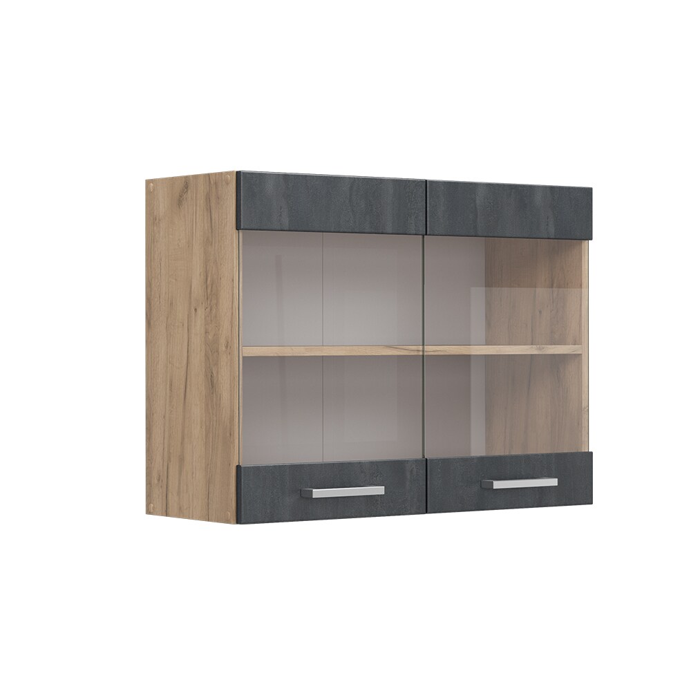 Vicco Hängeglasschrank R-Line Schwarz Beton Eiche 80 cm