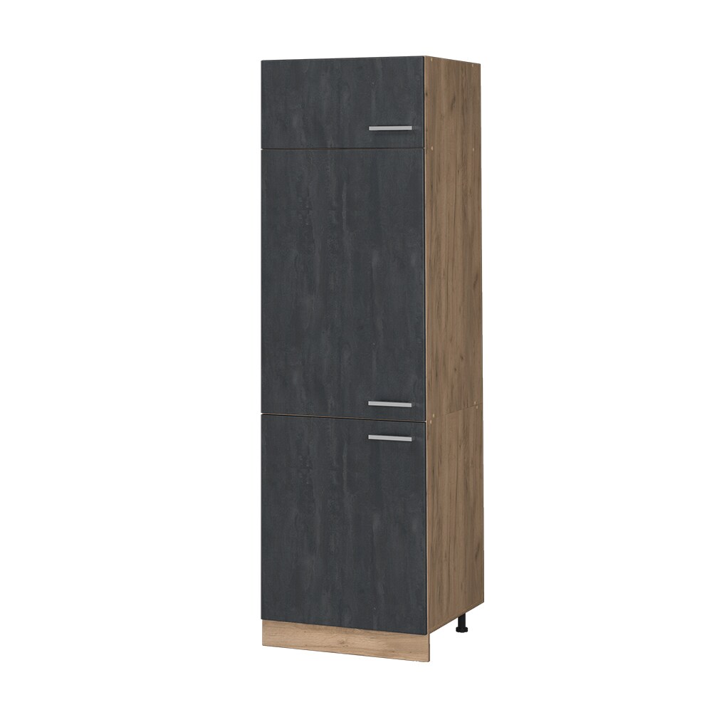 Vicco Kühlumbauschrank R-Line Schwarz Beton Eiche 60 cm