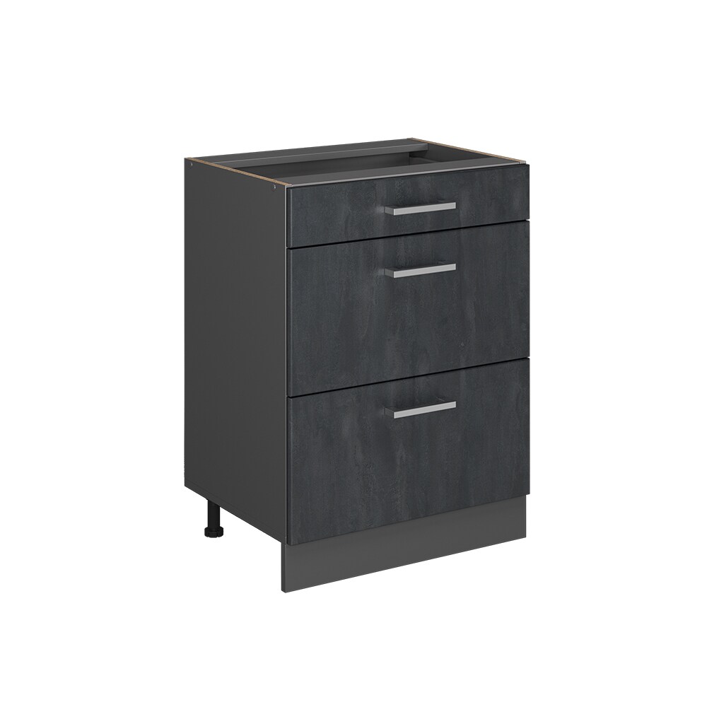 Vicco Schubladenunterschrank R-Line Schwarz Beton Anthrazit 60 cm ohne Arbeitsplatte
