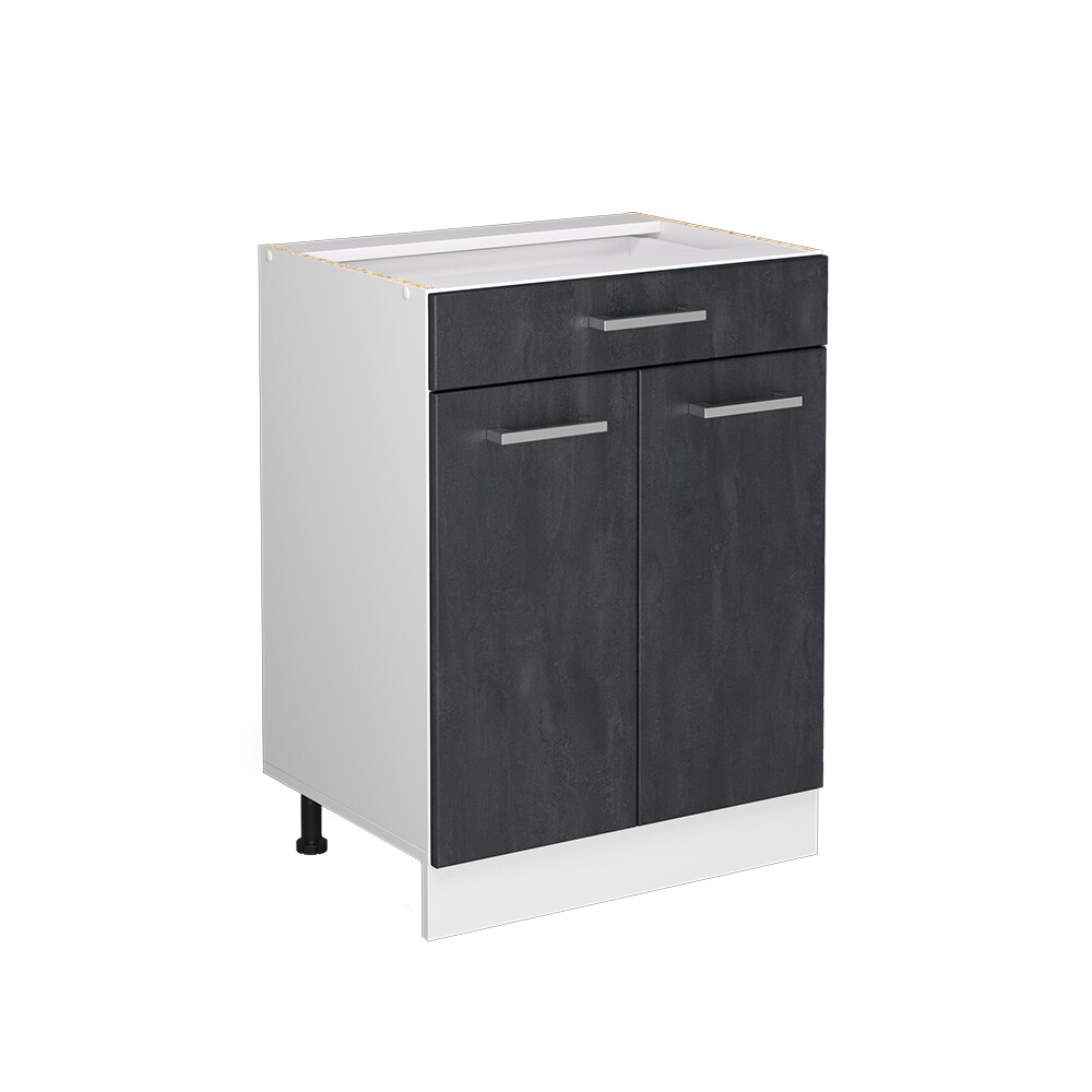 Vicco Schubunterschrank R-Line Schwarz Beton Weiß 60 cm ohne Arbeitsplatte | 04066731405053