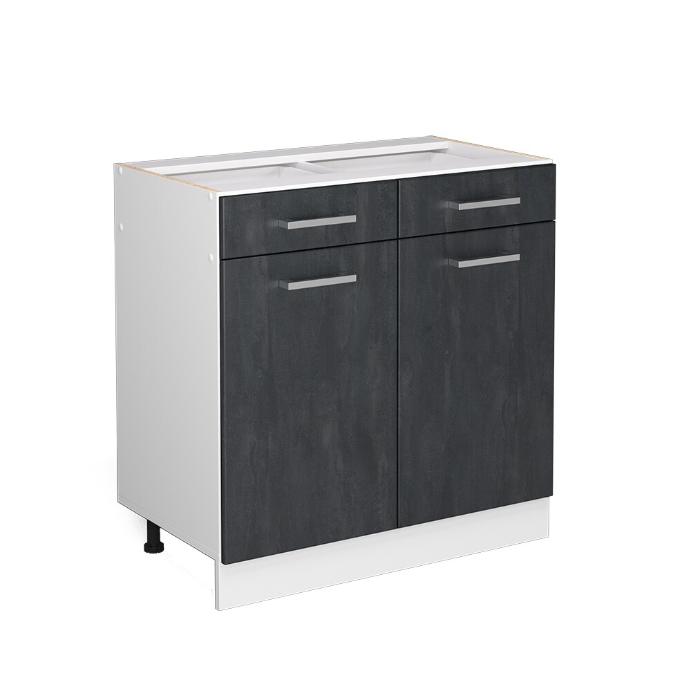 Vicco Schubunterschrank R-Line Schwarz Beton Weiß 80 cm ohne Arbeitsplatte | 04066731405138