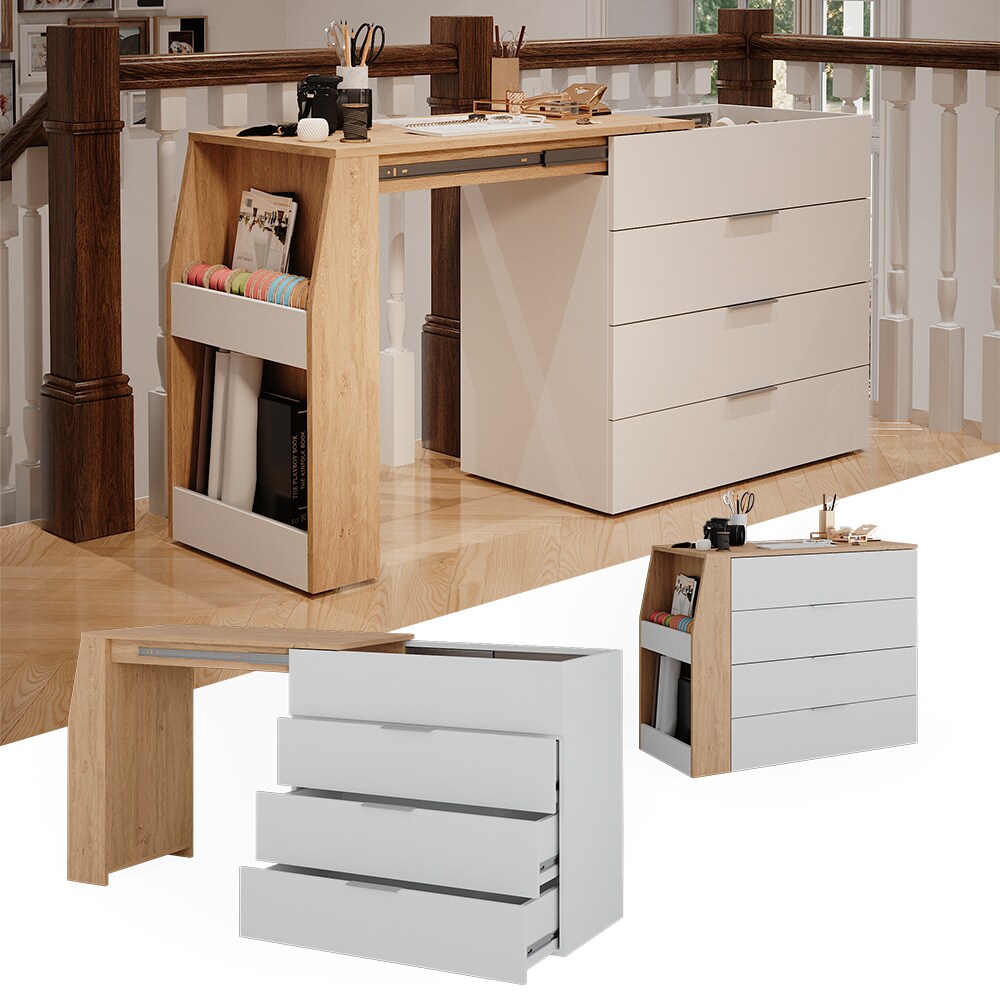 Vicco Basteltisch Iva Artisan Weiß 98,5 x 80 cm ausklappbar