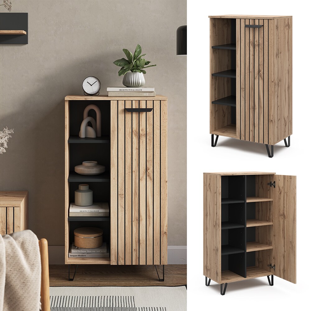 Vicco Sideboard Amber Eiche Wotan 60 x 110 cm mit 2 T&uuml;ren - Bild 1