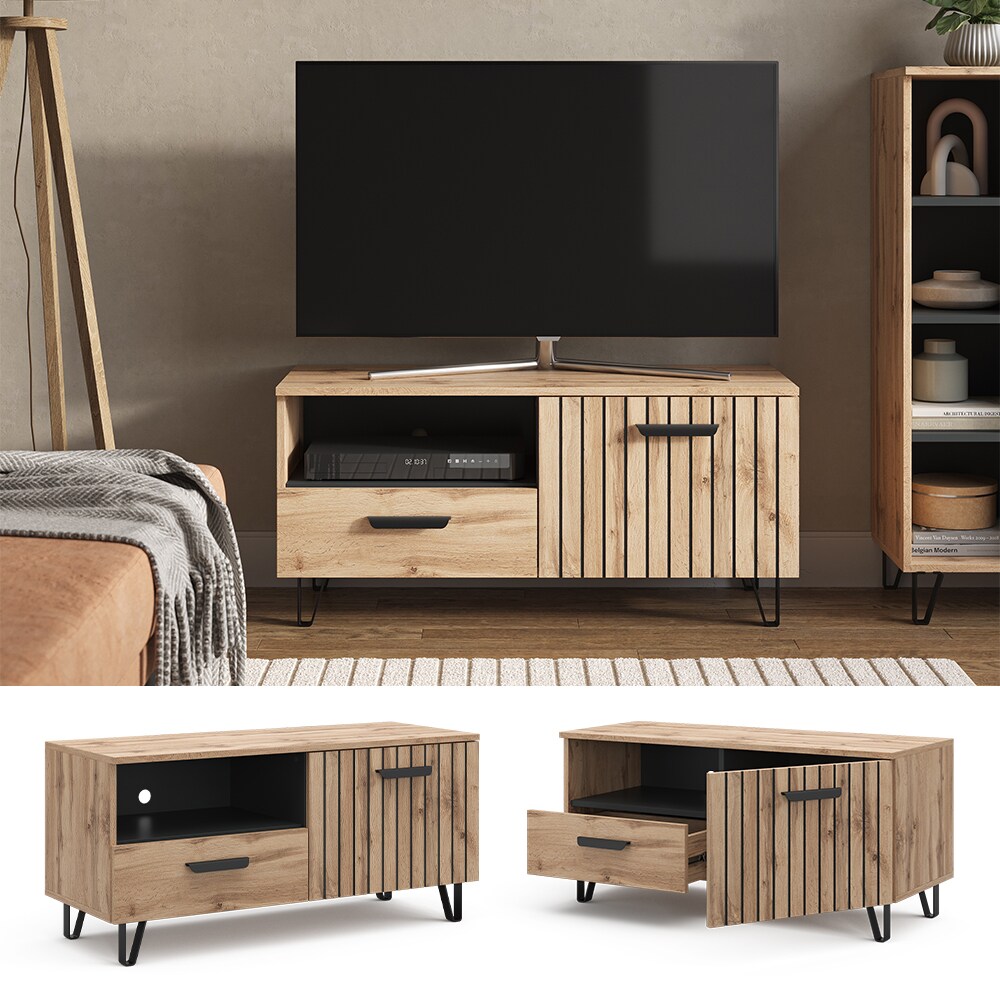 Vicco Lowboard Amber Eiche Wotan 100 x 49 cm mit Schublade und T&uuml;r - Bild 1