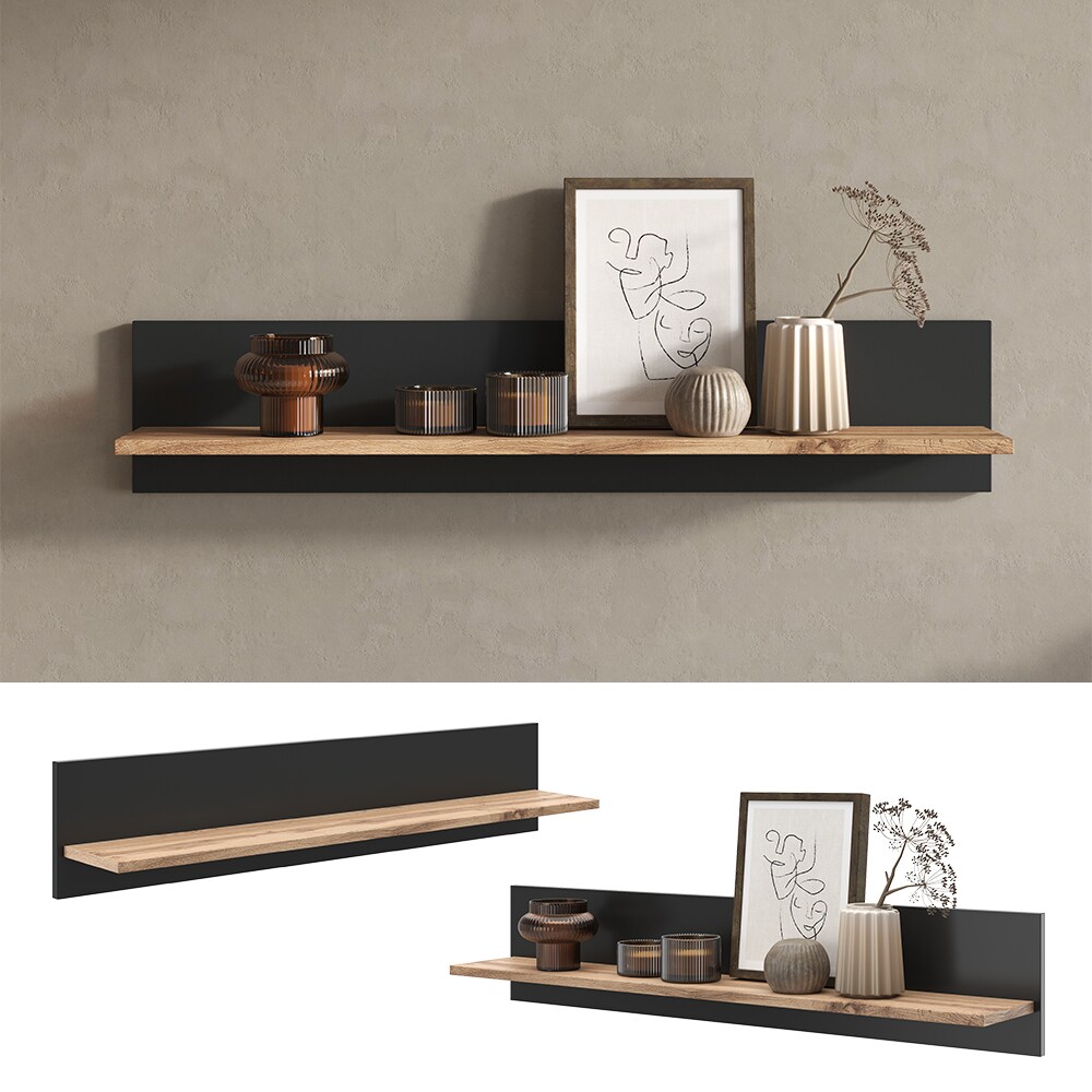 Vicco Wandregal Amber Eiche Wotan Anthrazit 100 x 20 cm Wandhalterung | 04066731415458