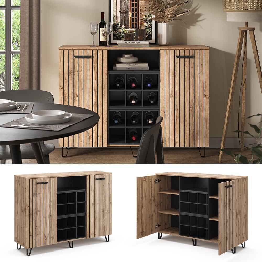 Vicco Sideboard Amber Eiche Wotan 134 x 100 cm mit 2 T&uuml;ren - Bild 1