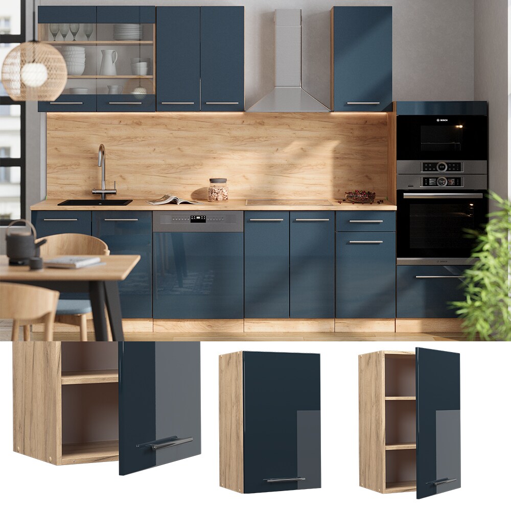 Vicco Hängeschrank Fame-Line Eiche Dunkelblau Hochglanz 45 cm