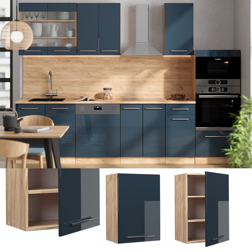 Vicco Hängeschrank Fame-Line Eiche Dunkelblau Hochglanz 50 cm