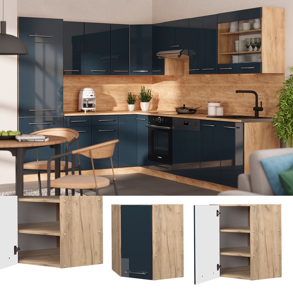 Vicco Eckh&auml;ngeschrank Fame-Line Eiche Dunkelblau Hochglanz 57 cm - Bild 1