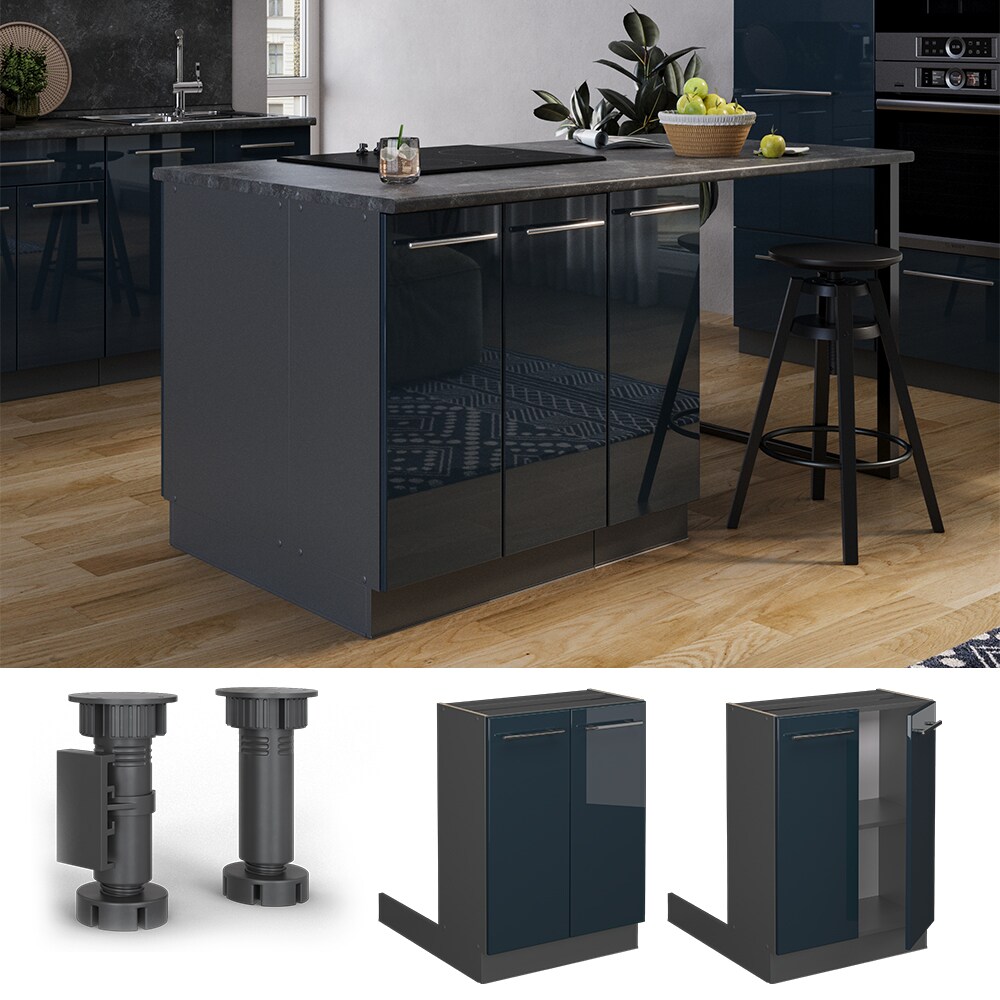 Vicco Regalinselunterschrank Fame-Line Anthrazit Dunkelblau Hochglanz 60 cm