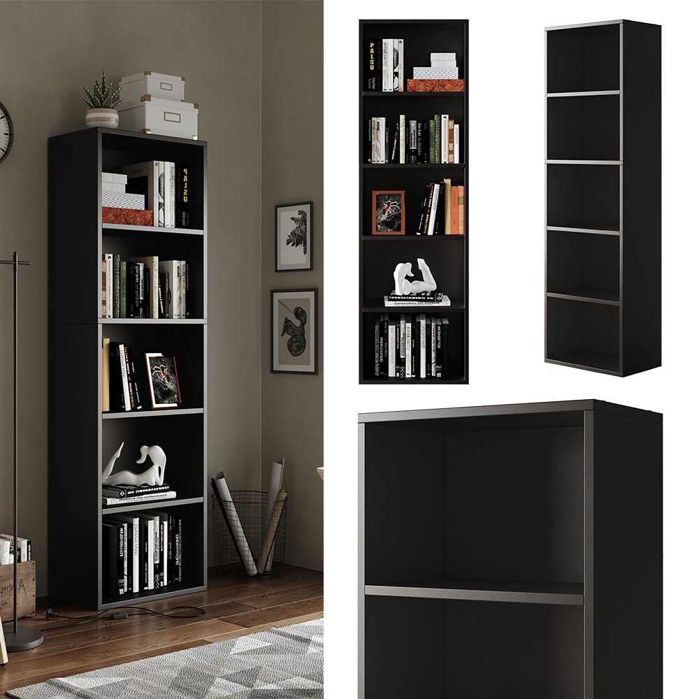 Vicco B&uuml;cherregal Bob Schwarz 40 x 132 cm mit 5 F&auml;chern - Bild 1