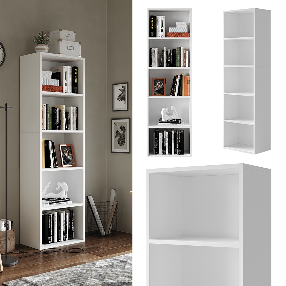 Vicco B&uuml;cherregal Bob Wei&szlig; 40 x 132 cm mit 5 F&auml;chern - Bild 1