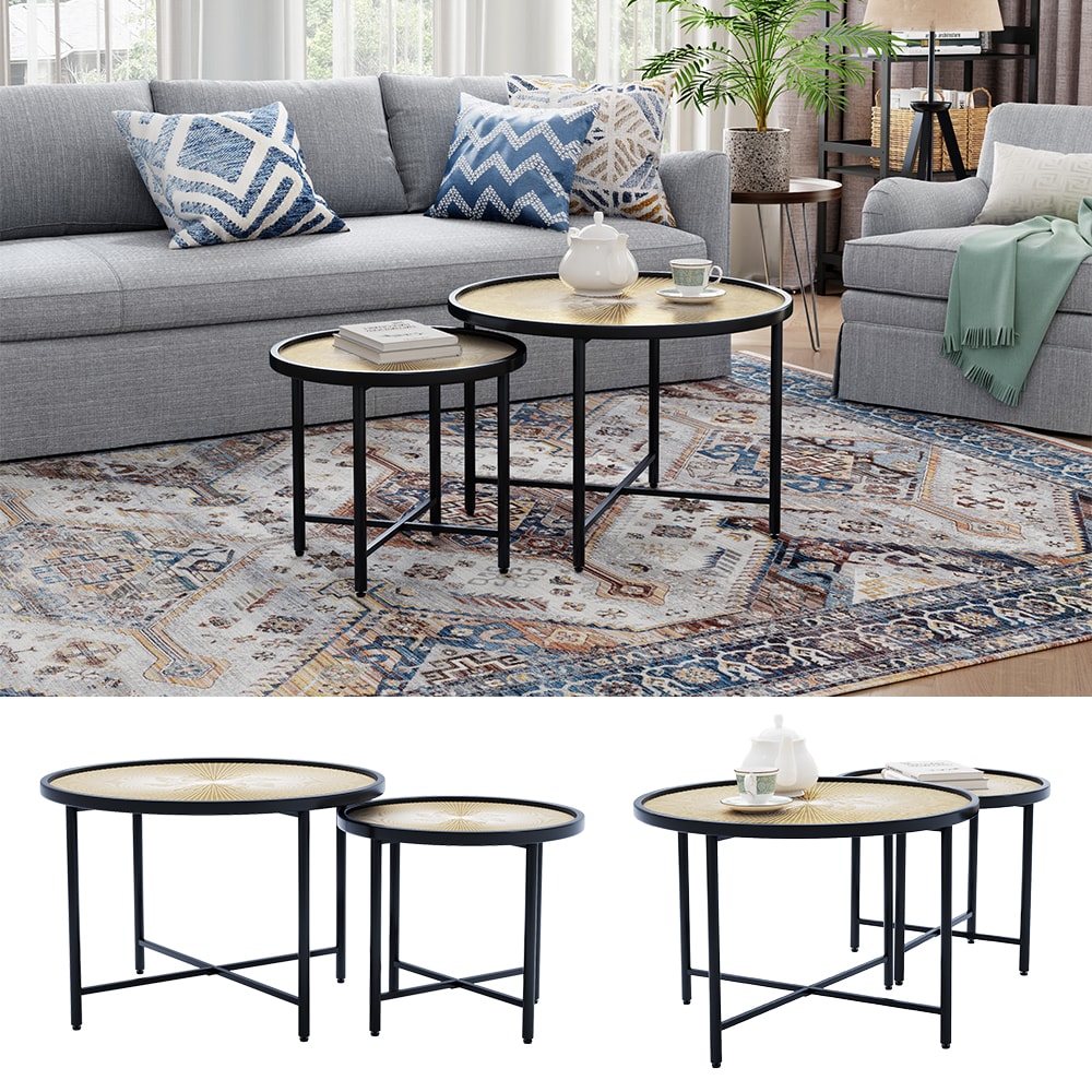 Vicco Couchtisch-Set Winnipeg Holz/Schwarz 62 x 44,5 cm 2 Teile - Bild 1