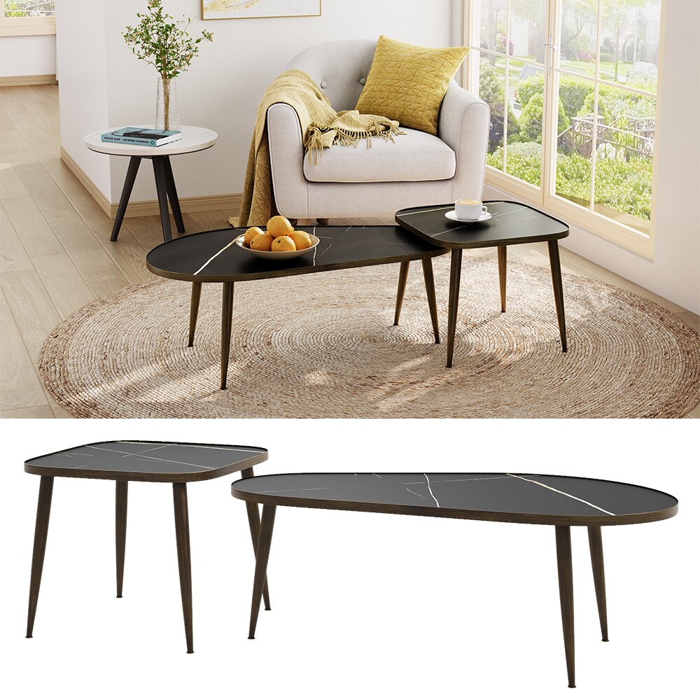 Vicco Couchtisch-Set Manitoba Schwarz 105 x 37 cm 2 Teile - Bild 1