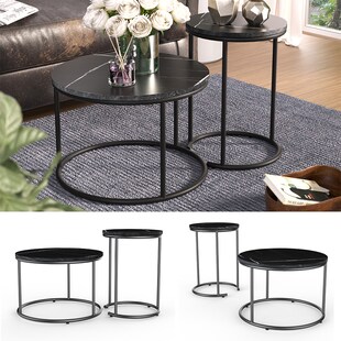Vicco Couchtisch-Set Ottawa Schwarz Marmor-Optik 2 Teile - Bild 1