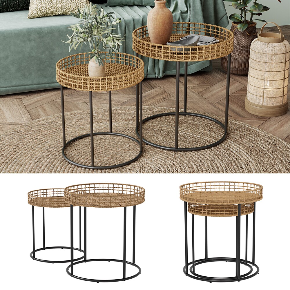 Vicco Couchtisch-Set Brunswick Holz 44 x 47,5 cm mit Tablett - Bild 1