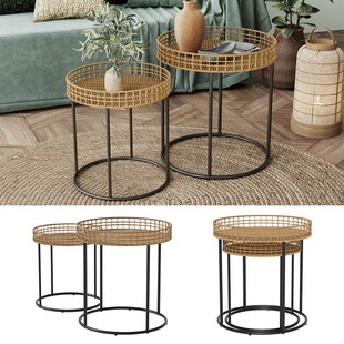 Vicco Couchtisch-Set Brunswick Holz 44 x 47,5 cm mit Tablett - Bild 1