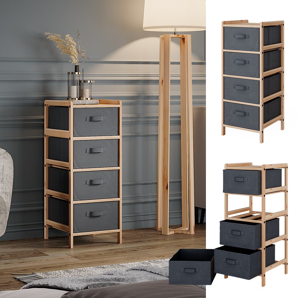 Vicco Badschrank Bruno Grau 34,5 x 86 cm mit 4 Stoffschubladen | 04066731446346