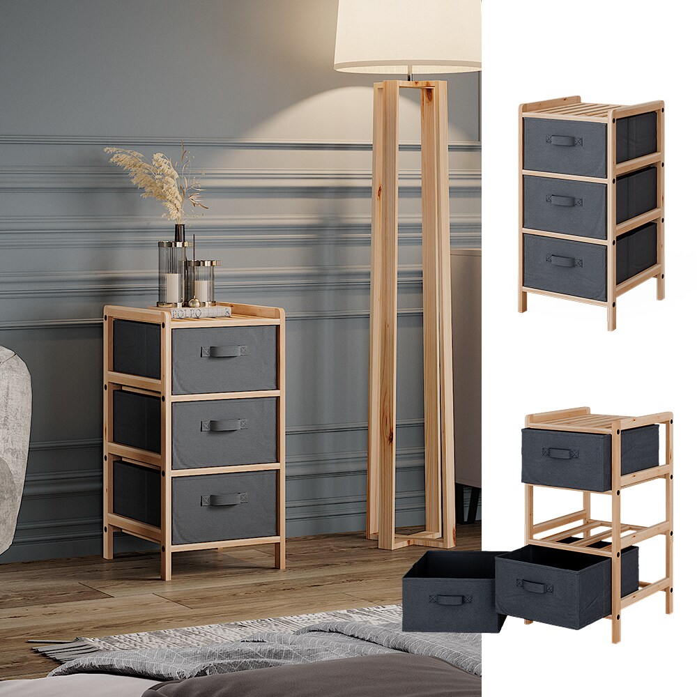 Vicco Badschrank Bruno Grau 34,5 x 67 cm mit 3 Stoffschubladen | 04066731446360