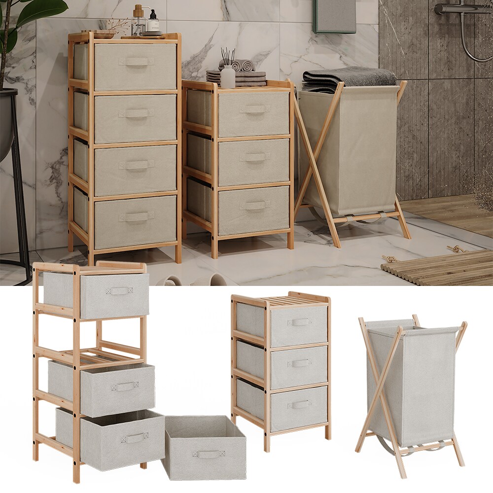 Vicco Badmöbel-Set Bruno Beige 3 Teile