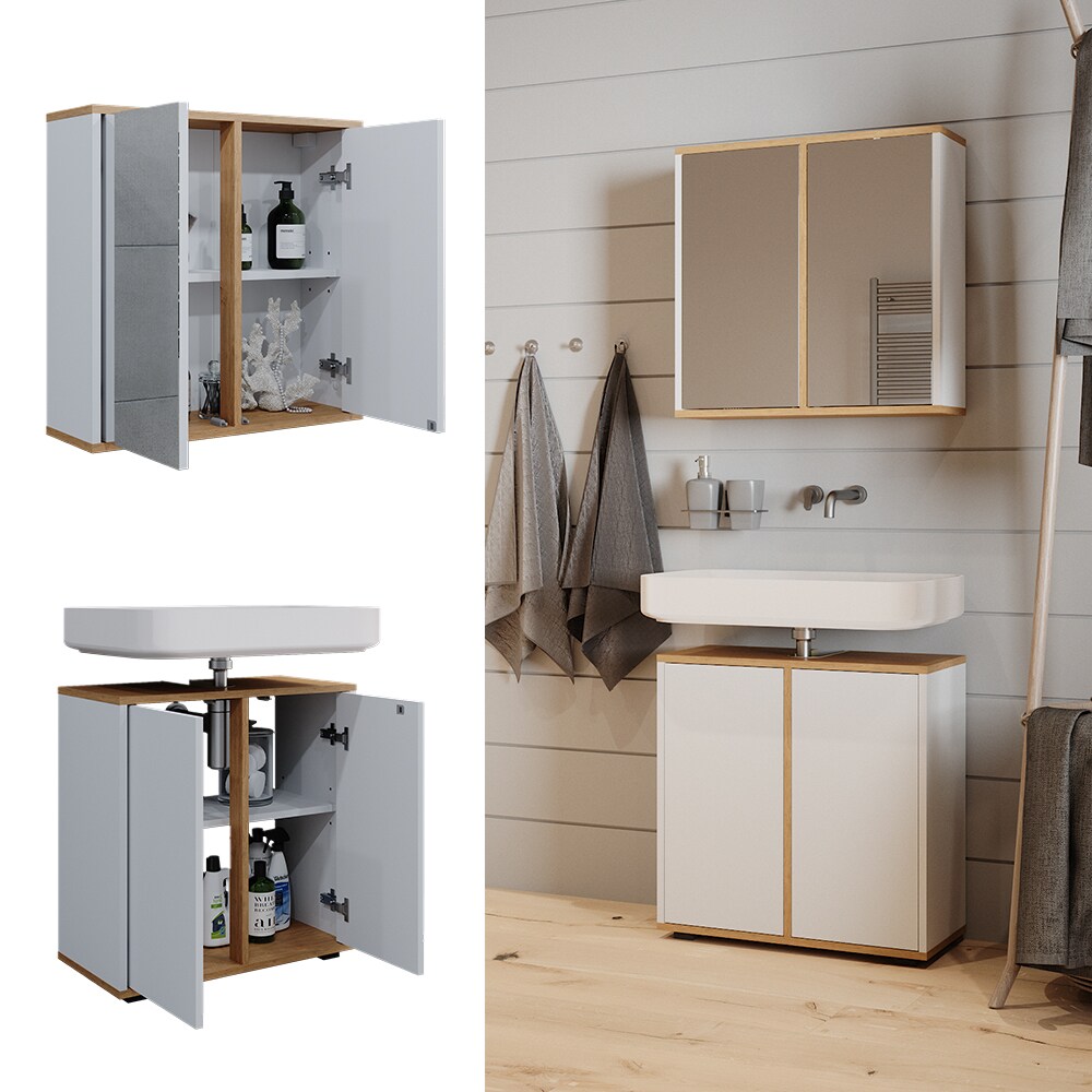 Vicco Badm&ouml;bel-Set Didi Wei&szlig; Eiche 2 Teile - Bild 1