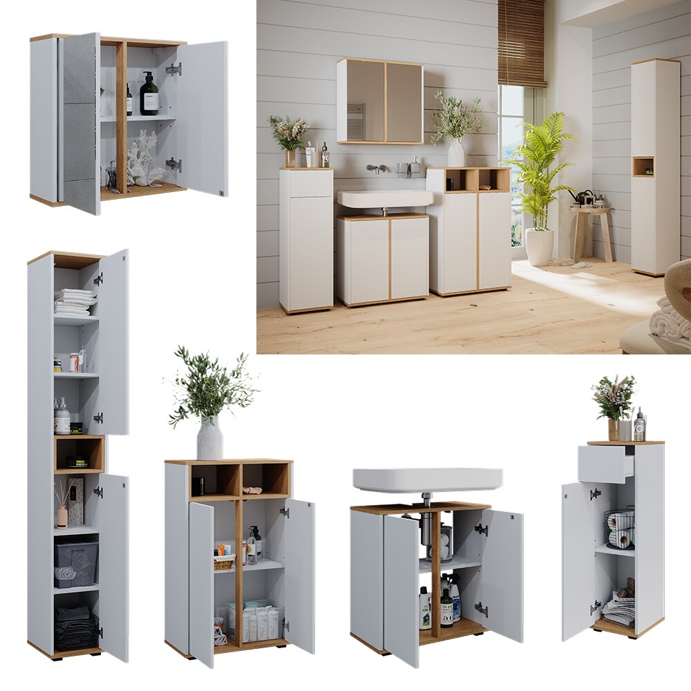 Vicco Badmöbel-Set Didi Weiß Eiche 5 Teile | 04066731445042