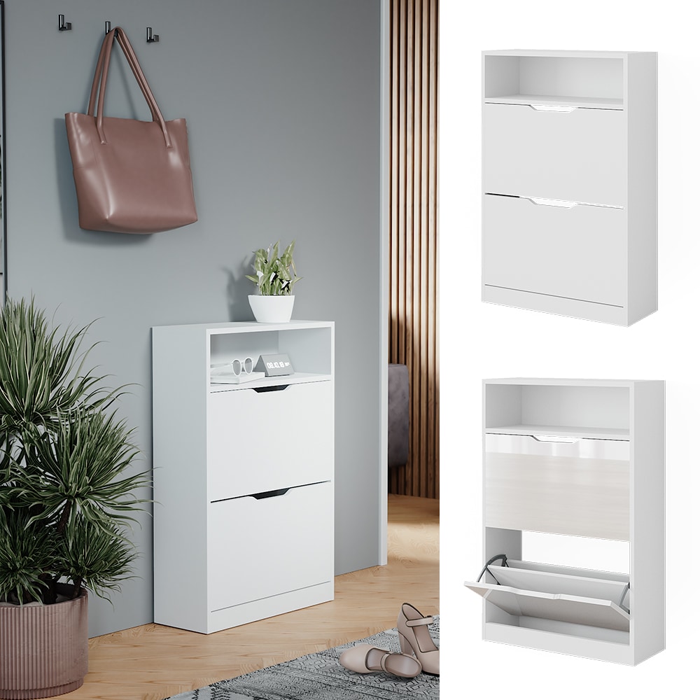 Vicco Schuhkipper Luca Wei&szlig; 59 x 90 cm 2 Klappf&auml;cher - Bild 1