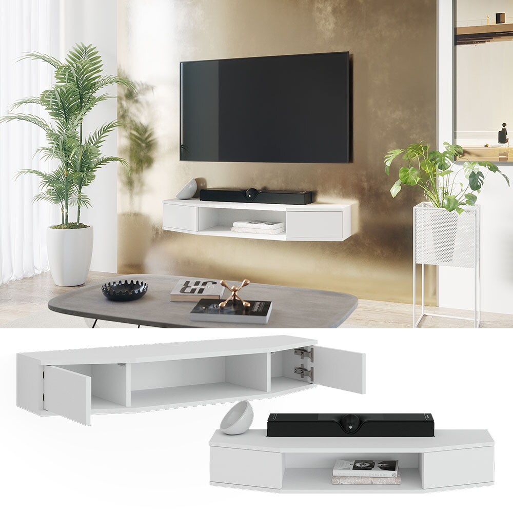 Vicco Lowboard Walter Wei&szlig; 110 x 17,4 cm mit 2 T&uuml;ren - Bild 1