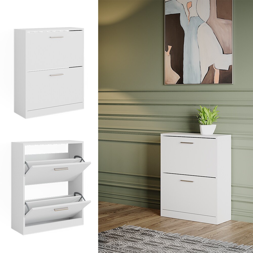 Vicco Schuhschrank Gizmo Wei&szlig; 59 x 73 cm 2 F&auml;cher - Bild 1