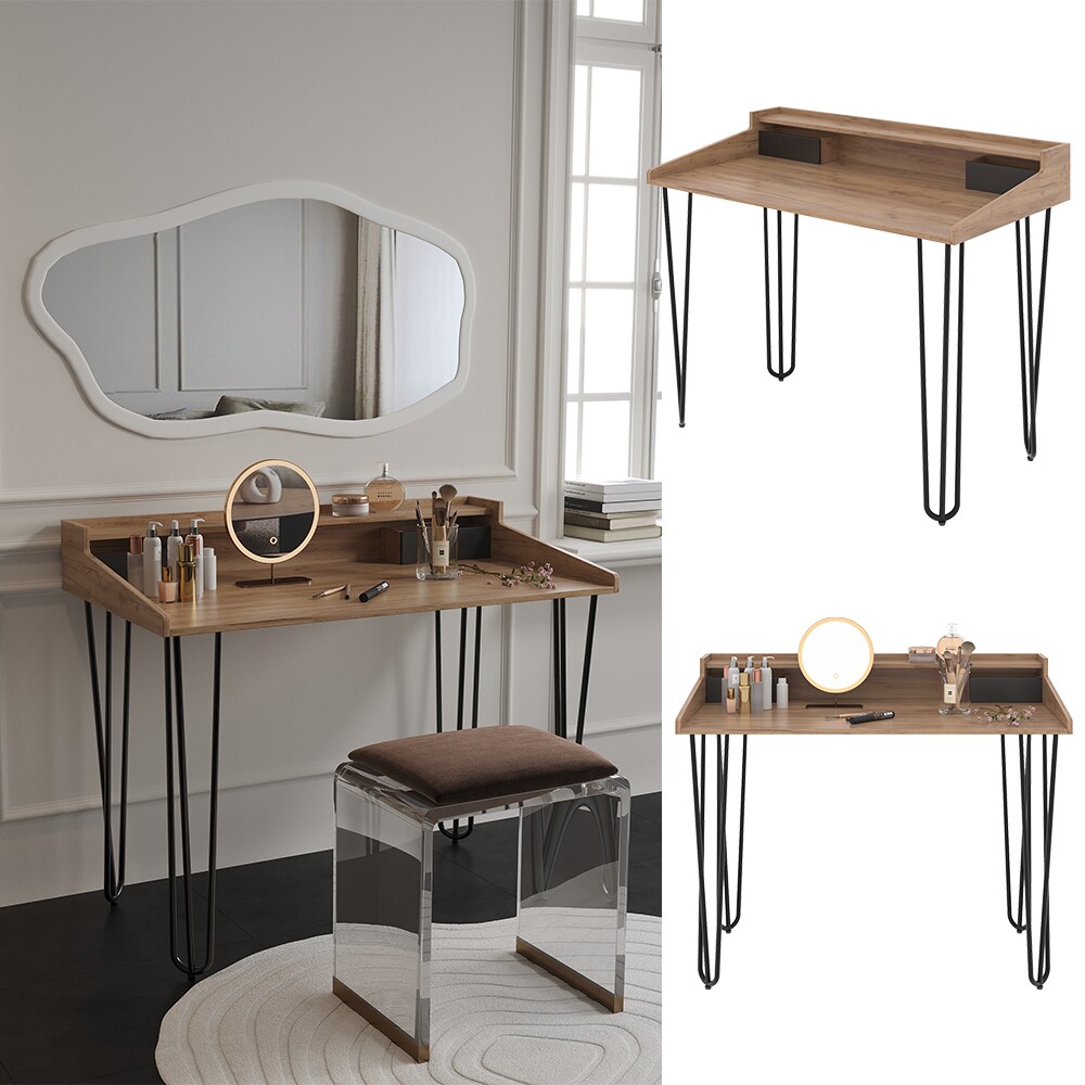 Vicco Schminktisch Sannar Eiche Schwarz 110 x 60 cm mit Schubladen - Bild 1