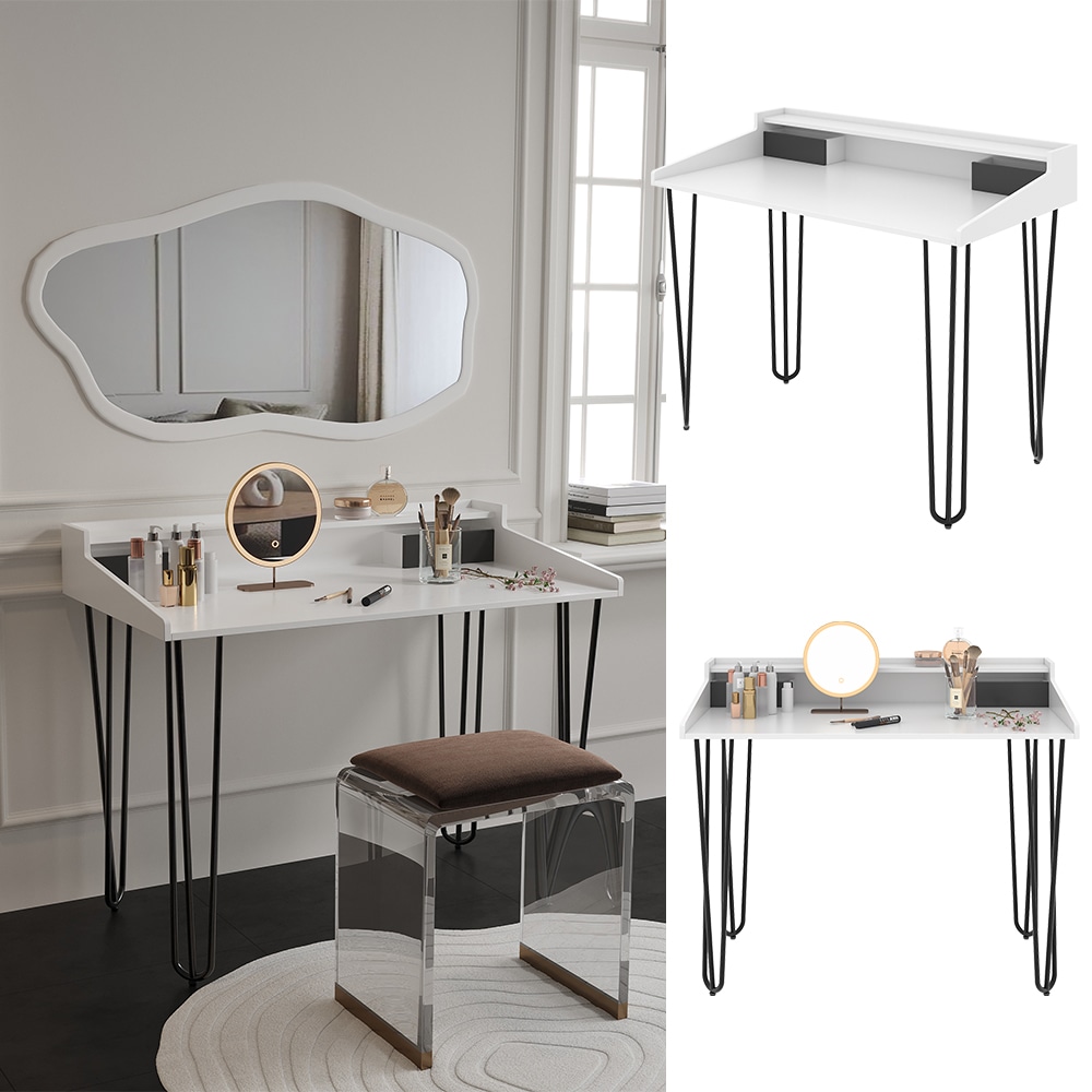 Vicco Schminktisch Sannar Wei&szlig; Schwarz 110 x 60 cm mit Schubladen - Bild 1