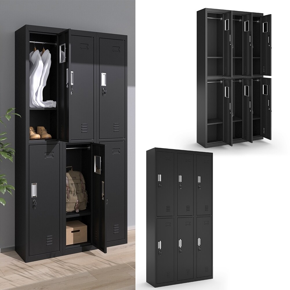 Vicco Schlie&szlig;fachschrank Schwarz 90 x 180 cm 6 F&auml;cher - Bild 1