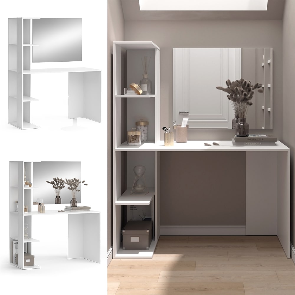 Vicco Schminktisch Tower Wei&szlig; 122 x 55 cm mit Spiegel - Bild 1