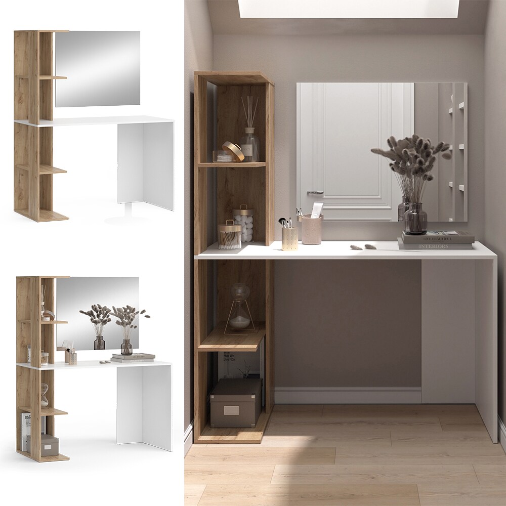 Vicco Schminktisch Tower Wei&szlig; Sonoma 122 x 55 cm mit Spiegel - Bild 1